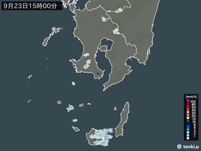 鹿児島県の雨雲レーダー(2023年09月23日)