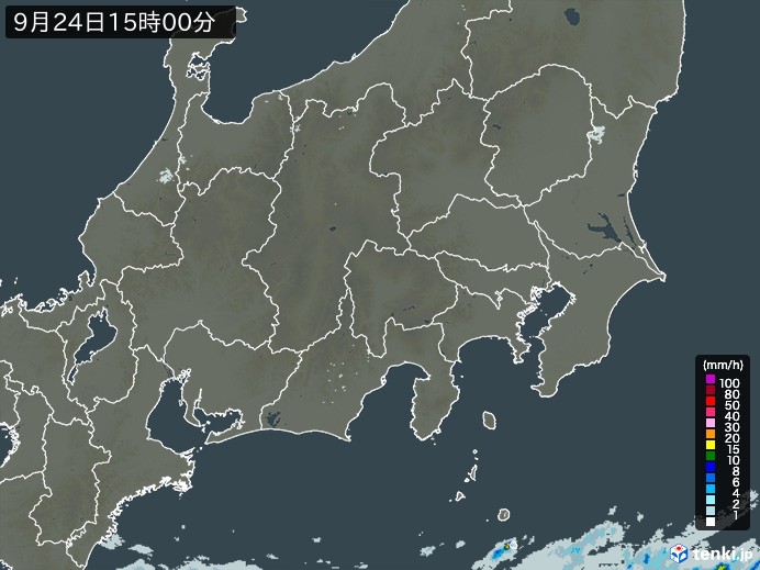関東・甲信地方の雨雲レーダー(2023年09月24日)