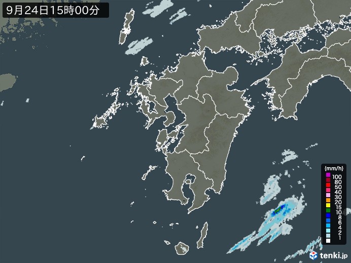 九州地方の雨雲レーダー(2023年09月24日)