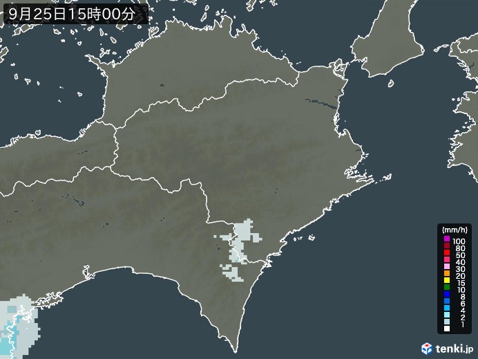 徳島県の雨雲レーダー(2023年09月25日)