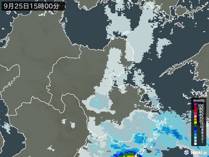 大分県の雨雲レーダー(2023年09月25日)