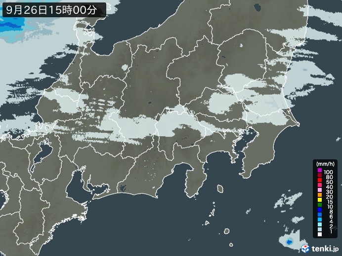 関東・甲信地方の雨雲レーダー(2023年09月26日)