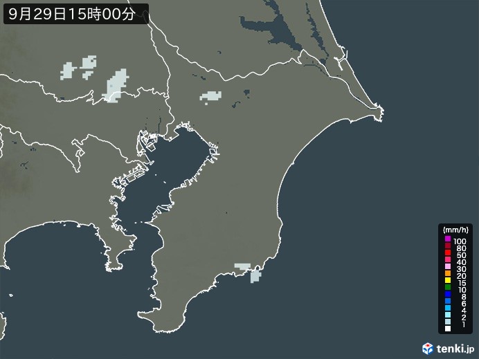千葉県の雨雲レーダー(2023年09月29日)