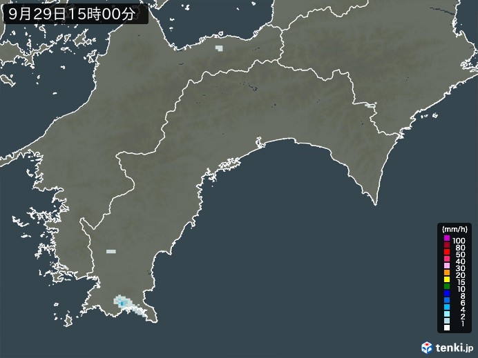 高知県の雨雲レーダー(2023年09月29日)