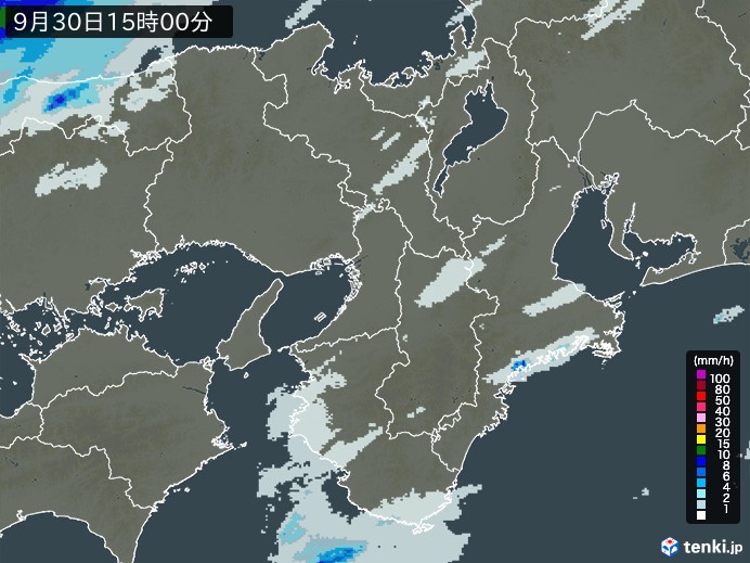 近畿地方の雨雲レーダー(2023年09月30日)