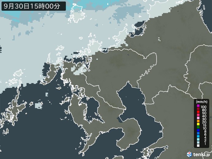 佐賀県の雨雲レーダー(2023年09月30日)