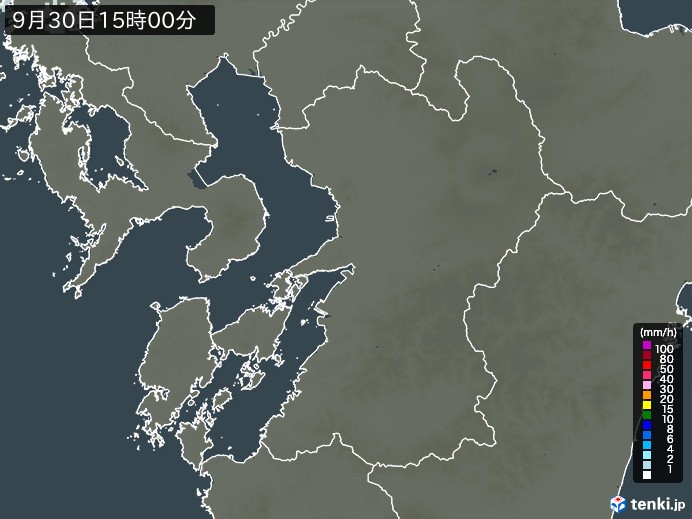 熊本県の雨雲レーダー(2023年09月30日)