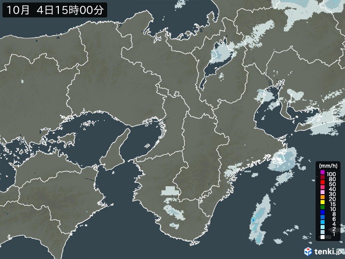 近畿地方の雨雲レーダー(2023年10月04日)