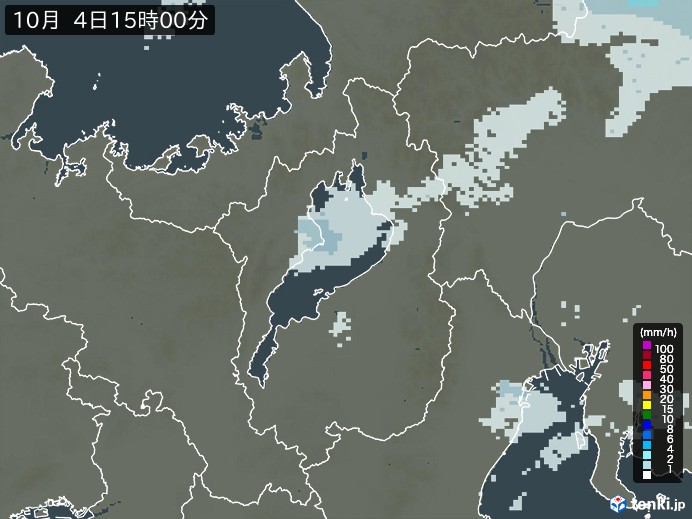 滋賀県の雨雲レーダー(2023年10月04日)