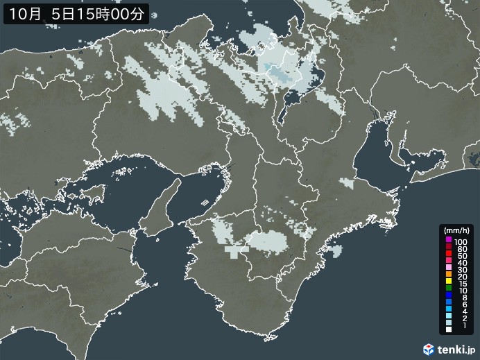 近畿地方の雨雲レーダー(2023年10月05日)