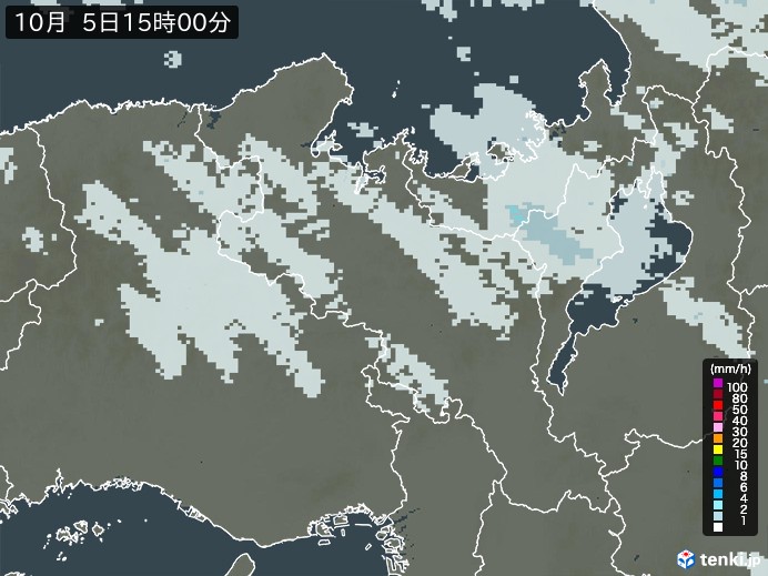 京都府の雨雲レーダー(2023年10月05日)