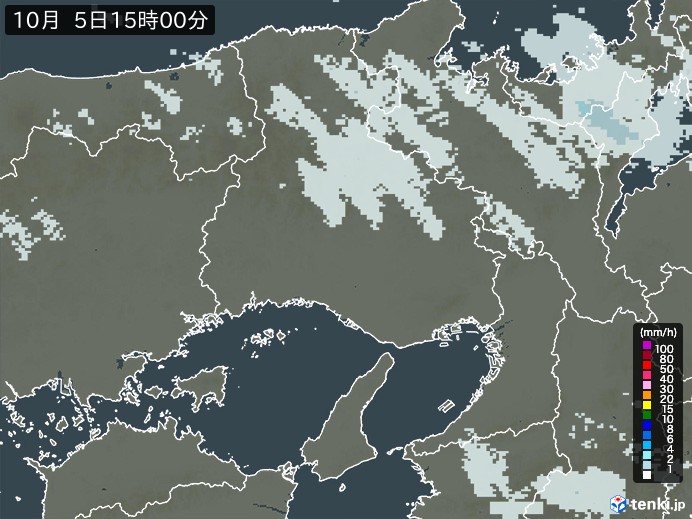 兵庫県の雨雲レーダー(2023年10月05日)