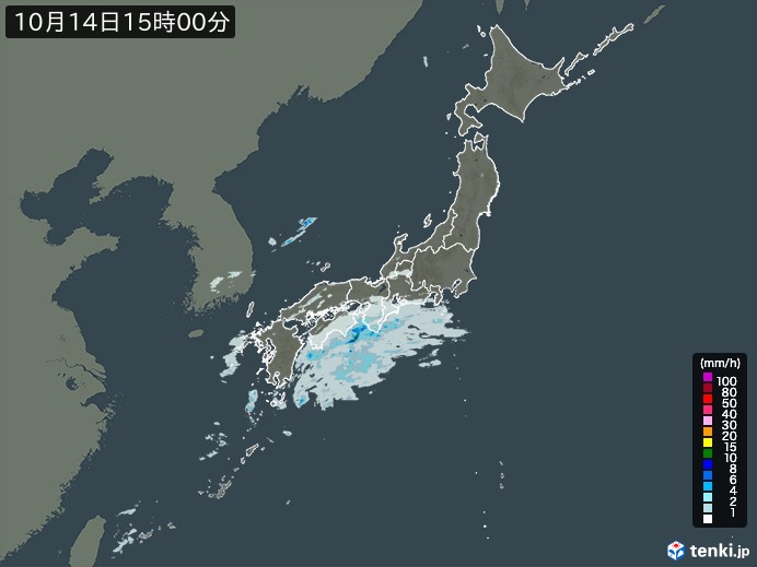 雨雲レーダー(2023年10月14日)