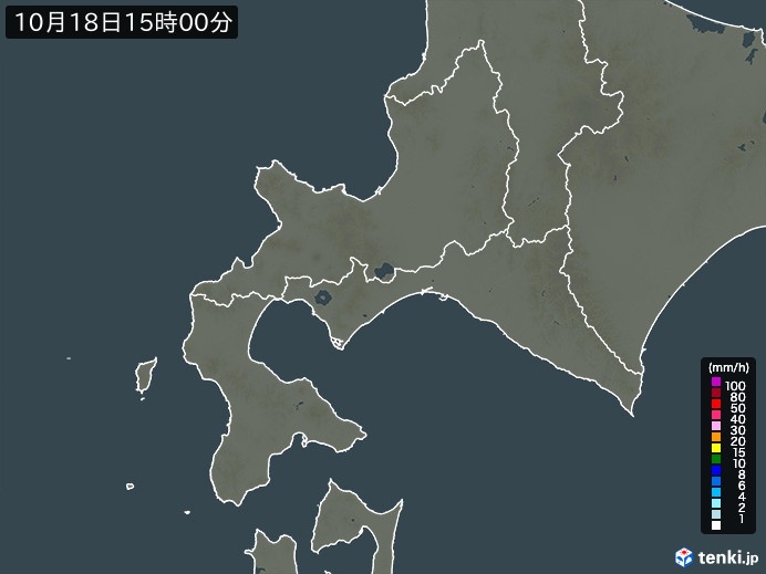 道南の雨雲レーダー(2023年10月18日)