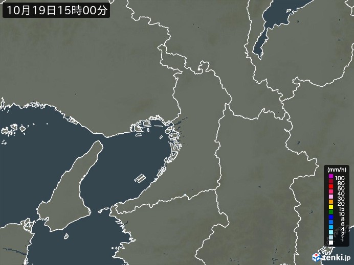大阪府の雨雲レーダー(2023年10月19日)