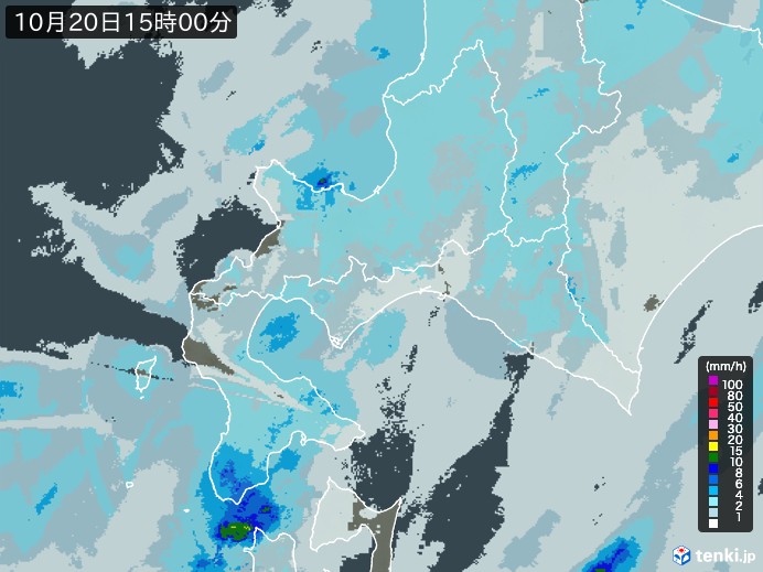 道南の雨雲レーダー(2023年10月20日)