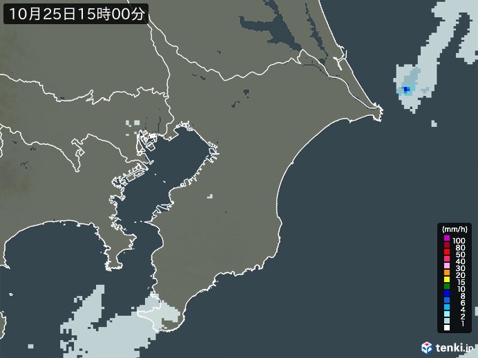 千葉県の雨雲レーダー(2023年10月25日)