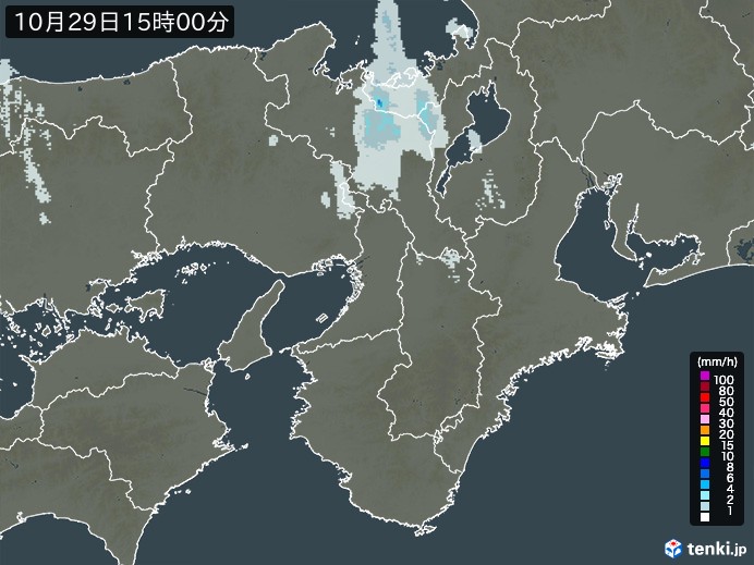 近畿地方の雨雲レーダー(2023年10月29日)