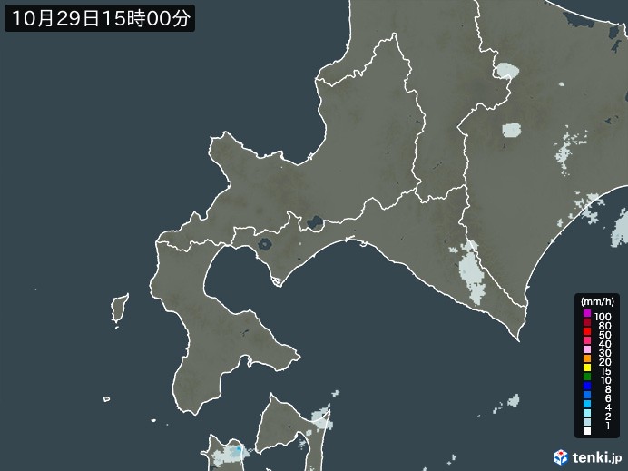 道南の雨雲レーダー(2023年10月29日)
