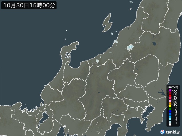 北陸地方の雨雲レーダー(2023年10月30日)