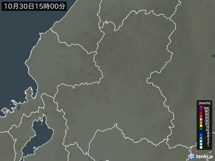 岐阜県の雨雲レーダー(2023年10月30日)