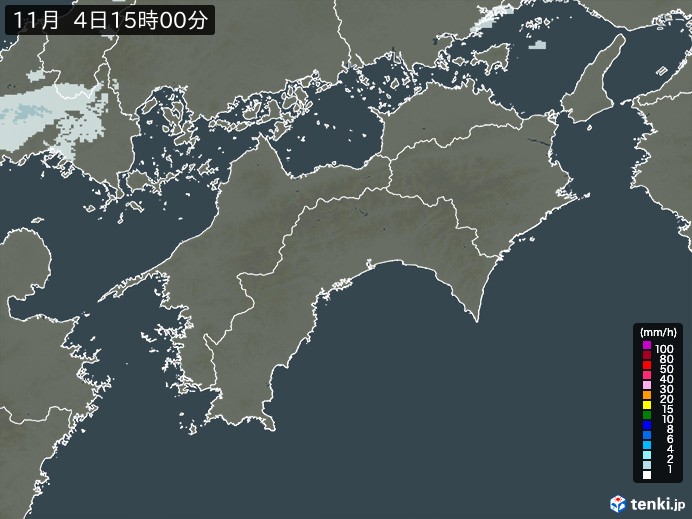 四国地方の雨雲レーダー(2023年11月04日)
