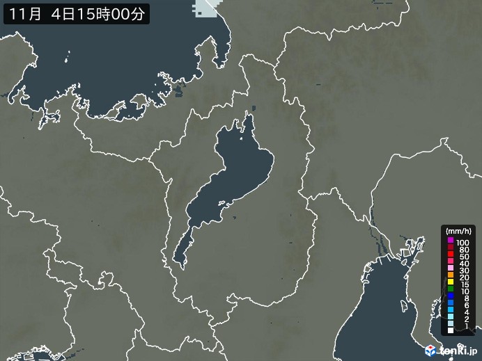 滋賀県の雨雲レーダー(2023年11月04日)