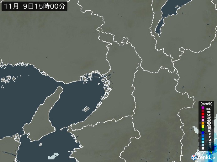 大阪府の雨雲レーダー(2023年11月09日)
