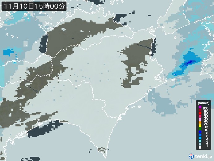 徳島県の雨雲レーダー(2023年11月10日)