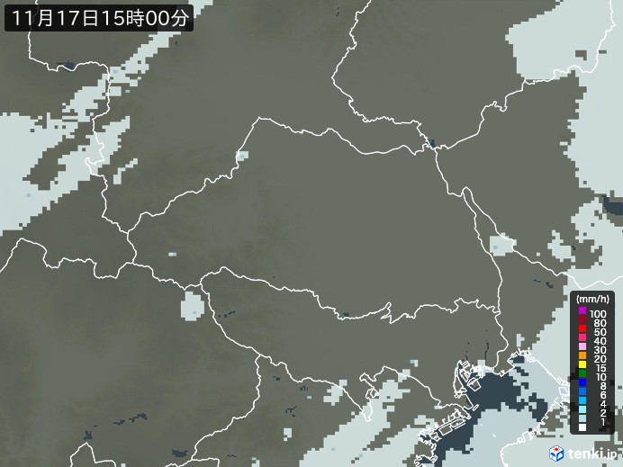 埼玉県の雨雲レーダー(2023年11月17日)