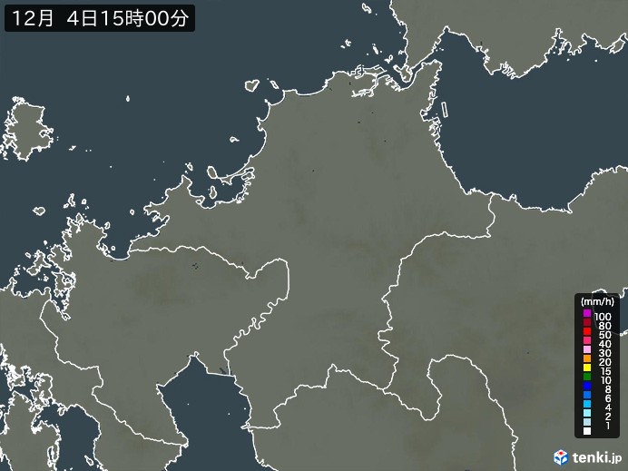 福岡県の雨雲レーダー(2023年12月04日)