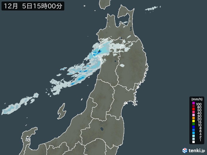 東北地方の雨雲レーダー(2023年12月05日)