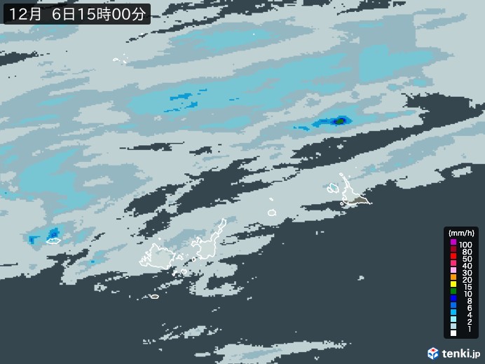宮古・石垣・与那国(沖縄県)の雨雲レーダー(2023年12月06日)