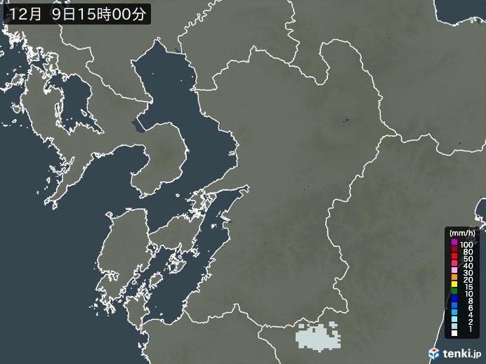 熊本県の雨雲レーダー(2023年12月09日)