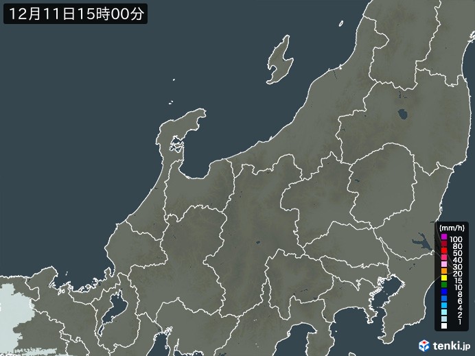 北陸地方の雨雲レーダー(2023年12月11日)