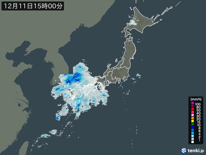 雨雲レーダー(2023年12月11日)