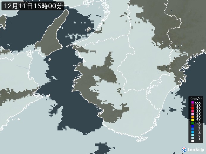 和歌山県の雨雲レーダー(2023年12月11日)