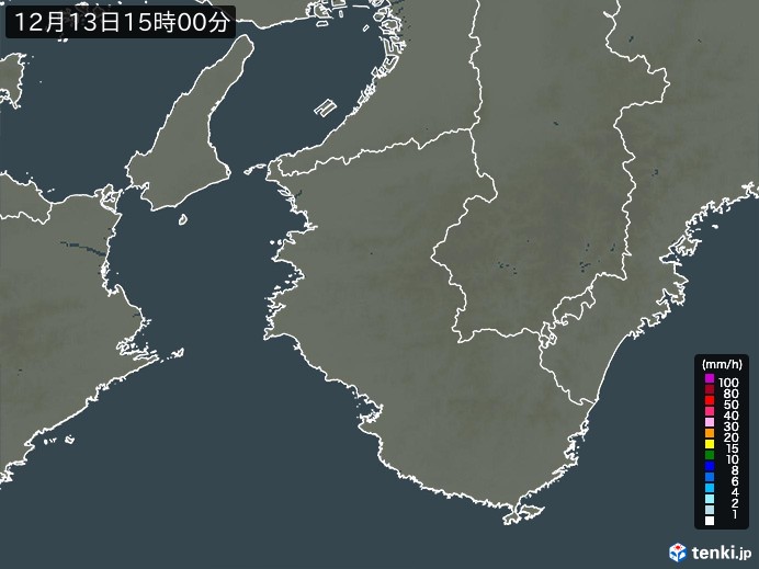 和歌山県の雨雲レーダー(2023年12月13日)