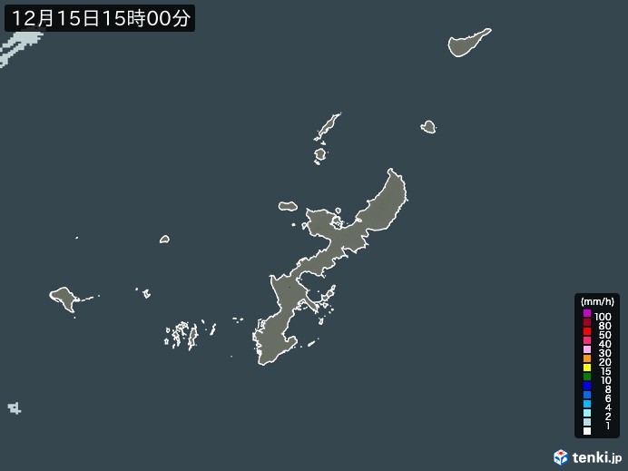 沖縄県の雨雲レーダー(2023年12月15日)