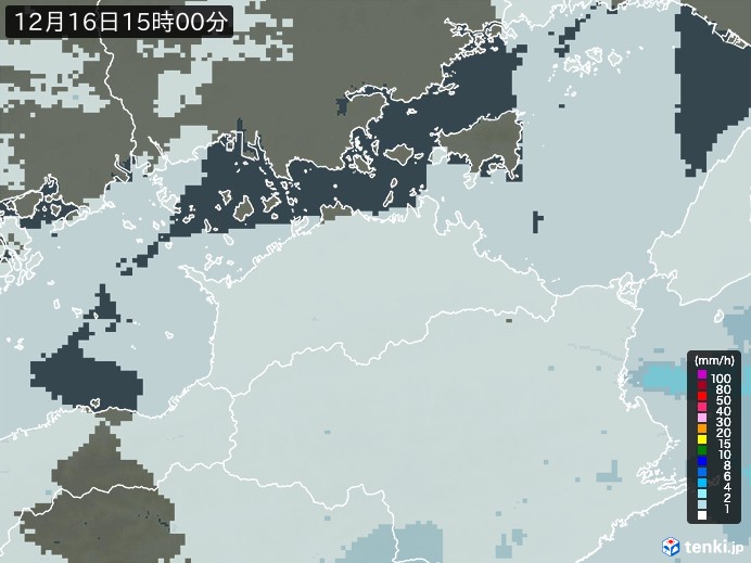 香川県の雨雲レーダー(2023年12月16日)