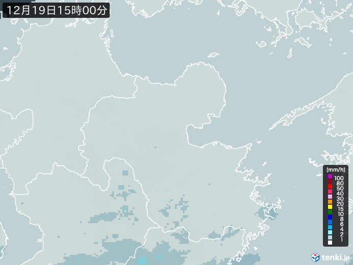 大分県の雨雲レーダー(2023年12月19日)