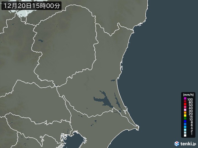 茨城県の雨雲レーダー(2023年12月20日)