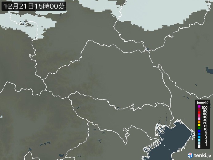 埼玉県の雨雲レーダー(2023年12月21日)