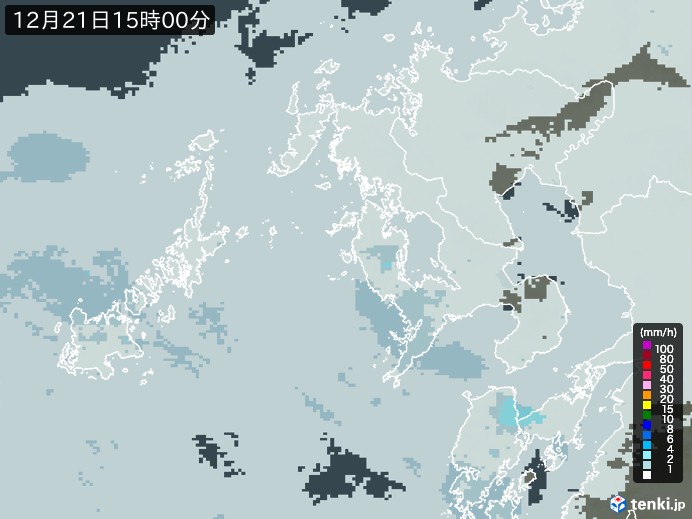 長崎県の雨雲レーダー(2023年12月21日)
