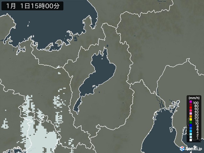 滋賀県の雨雲レーダー(2024年01月01日)