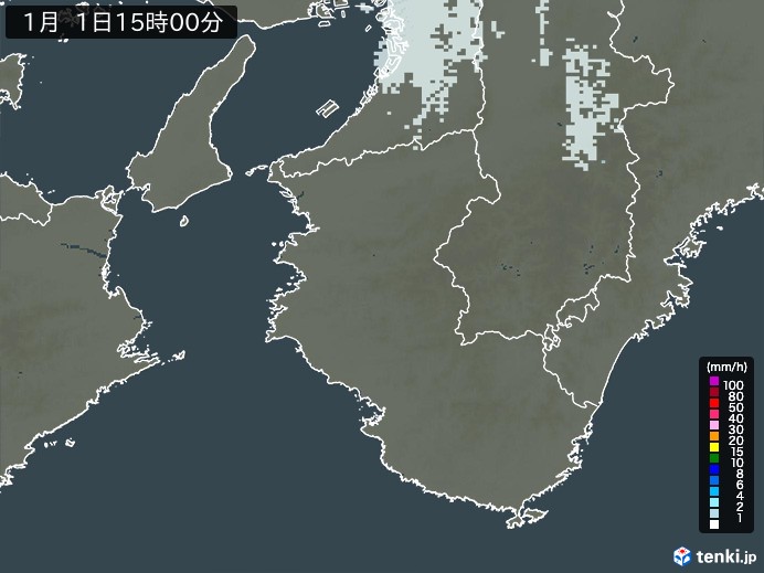 和歌山県の雨雲レーダー(2024年01月01日)