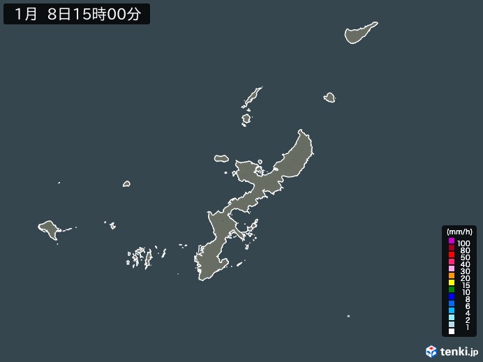 沖縄県の雨雲レーダー(2024年01月08日)
