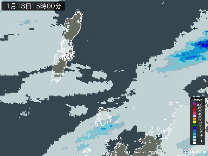 壱岐・対馬(長崎県)の雨雲レーダー(2024年01月18日)