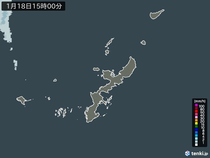 沖縄県の雨雲レーダー(2024年01月18日)