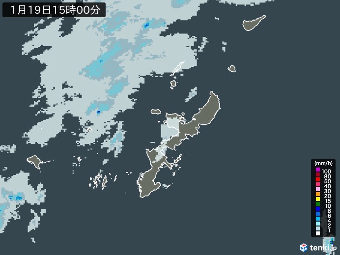 沖縄県の雨雲レーダー(2024年01月19日)